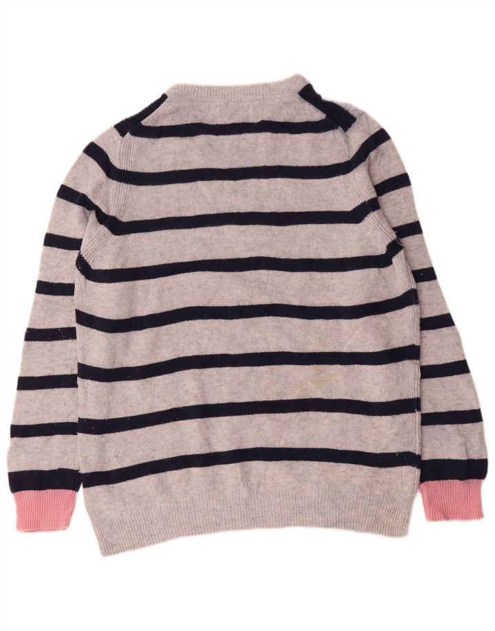 Suéter feminino Marks & Spencer com gola redonda e listrado cinza grande UK 16