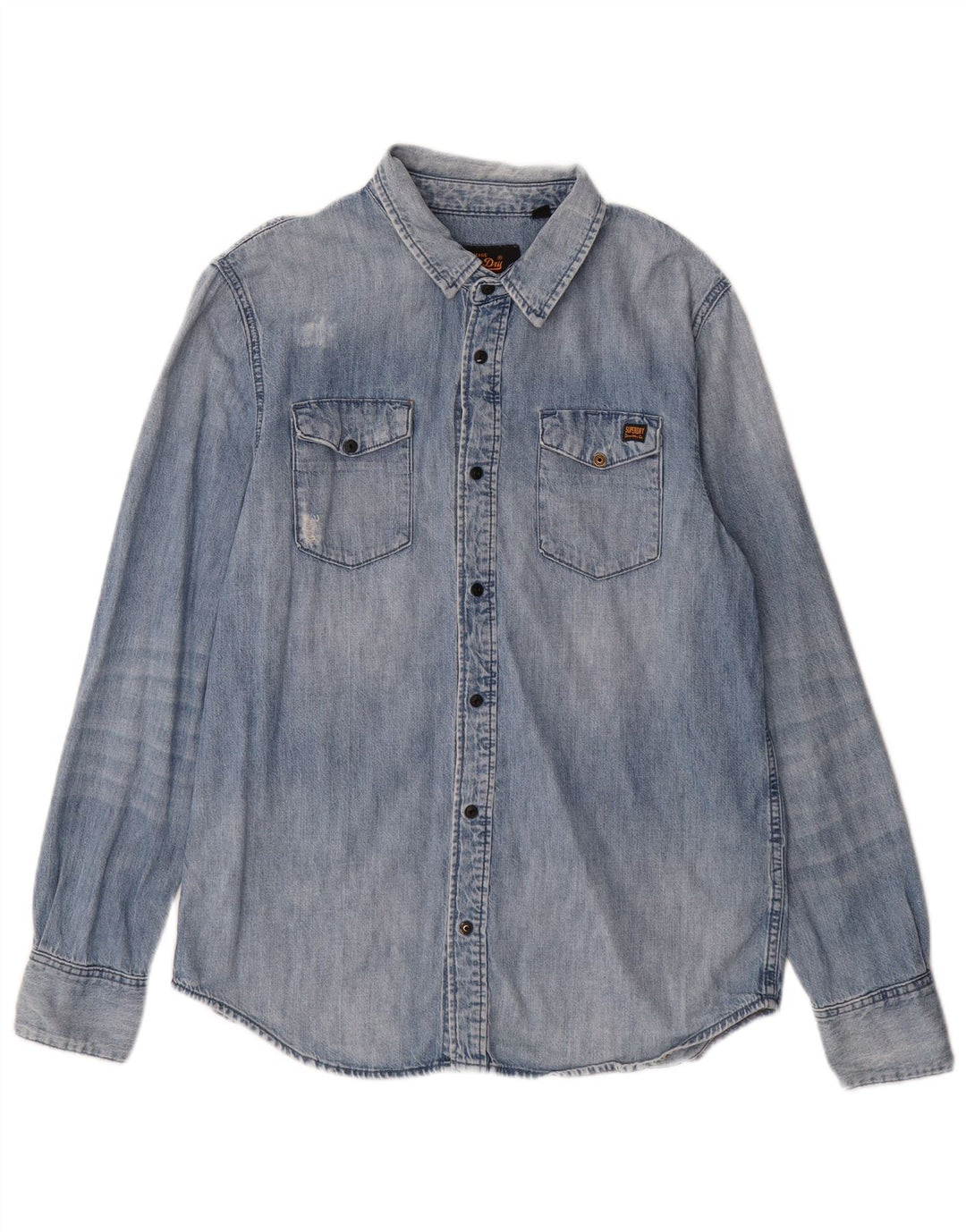 Camisa jeans masculina Superdry XL azul algodão