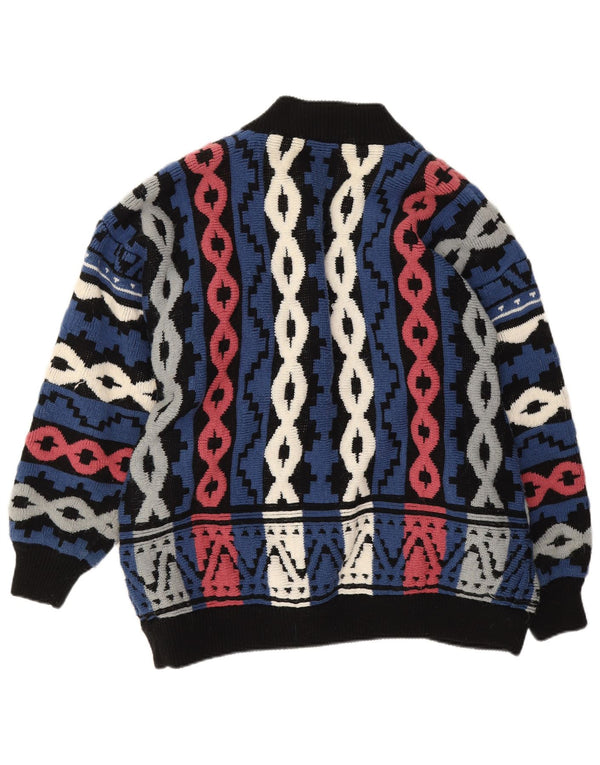Suéter cardigã aberto feminino vintage EU 44/46 XL multicolorido geométrico