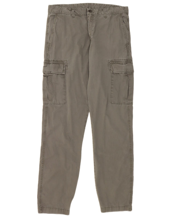 Calça cargo reta masculina Marks & Spencer W34 L33 algodão cáqui
