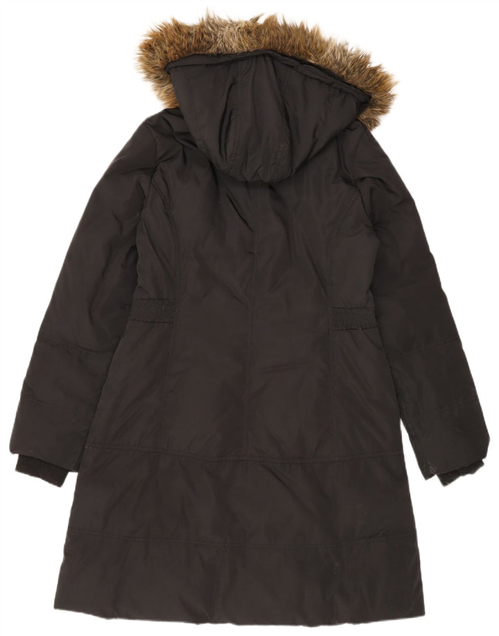 Casaco acolchoado com capuz feminino Monsoon UK 14 poliéster preto médio