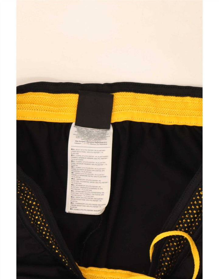 Calça de treino masculina Nike Dri Fit pequena preta colorblock poliéster