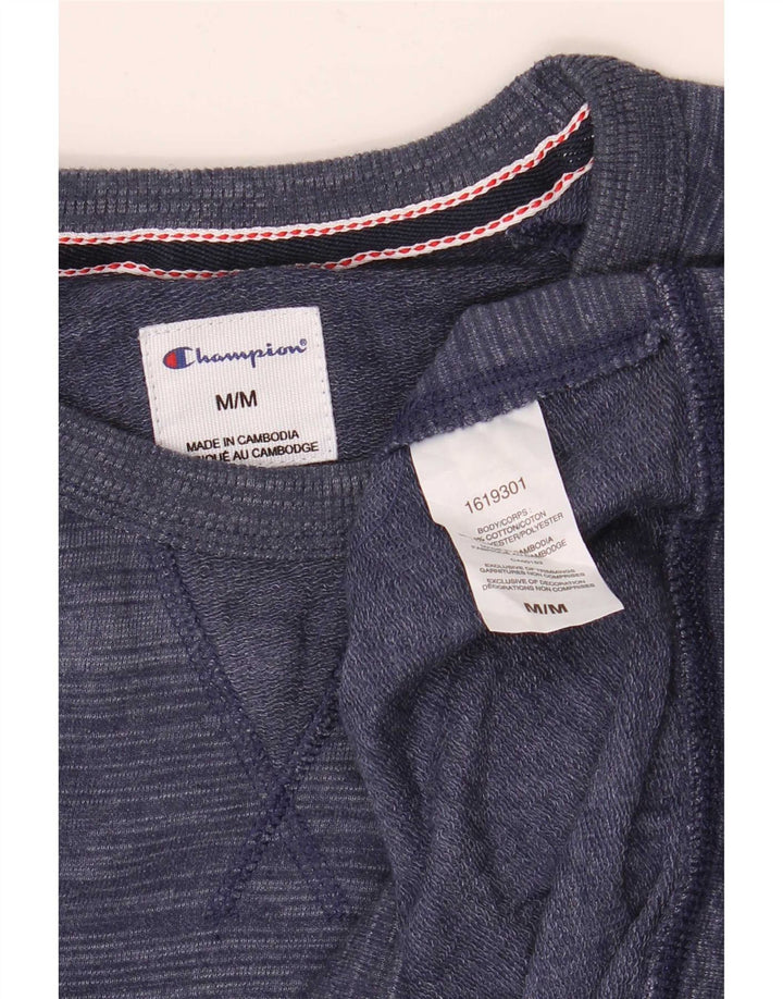 Champion moletom masculino jumper médio azul marinho listrado algodão