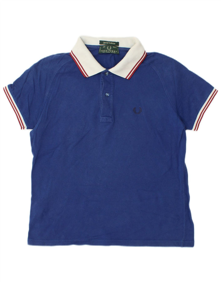 Camisa pólo masculina FRED PERRY pequena de algodão azul
