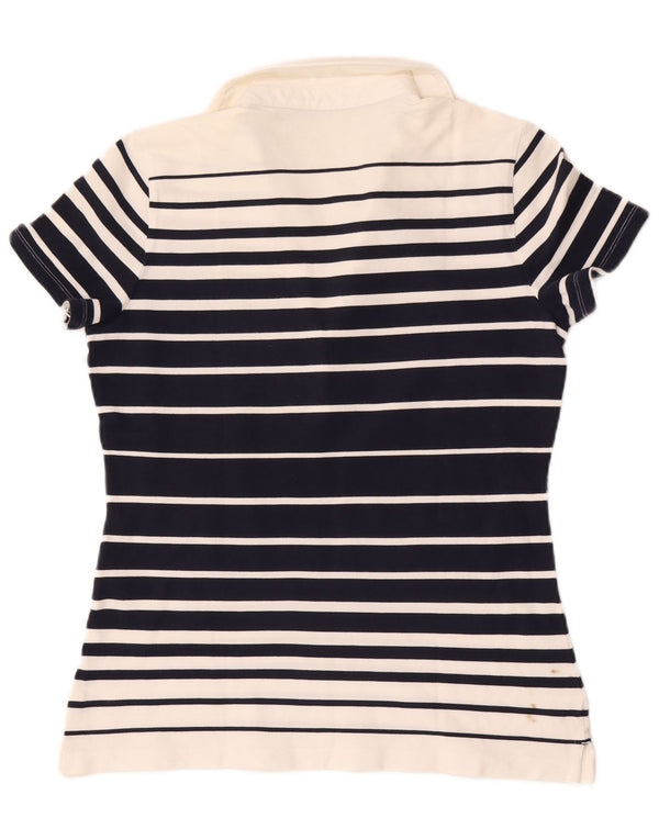 Camisa polo feminina Tommy Hilfiger UK 14 médio azul marinho listrado