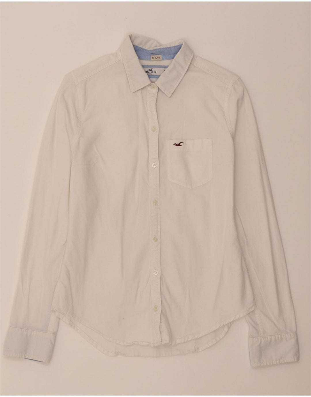Camisa feminina HOLLISTER UK 10 pequena algodão branco
