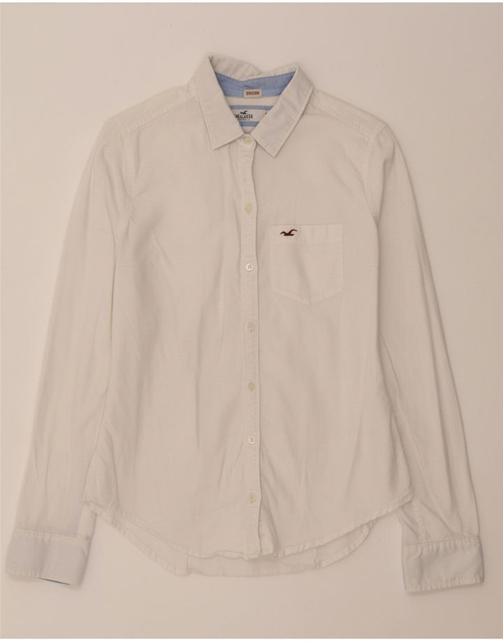 Camisa feminina HOLLISTER UK 10 pequena algodão branco