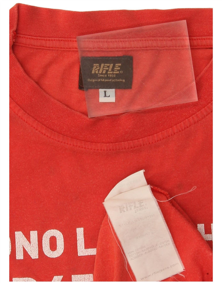 Camiseta masculina Rifle com estampa gráfica grande de algodão vermelho