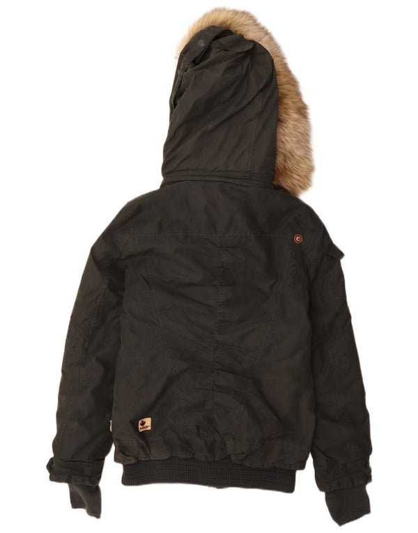 Casaco feminino acolchoado com capuz KHUJO UK 12 poliéster cáqui médio