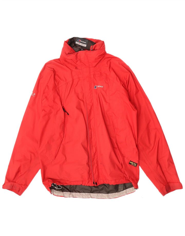 Jaqueta de chuva masculina Berghaus com capuz UK 38 nylon vermelho médio