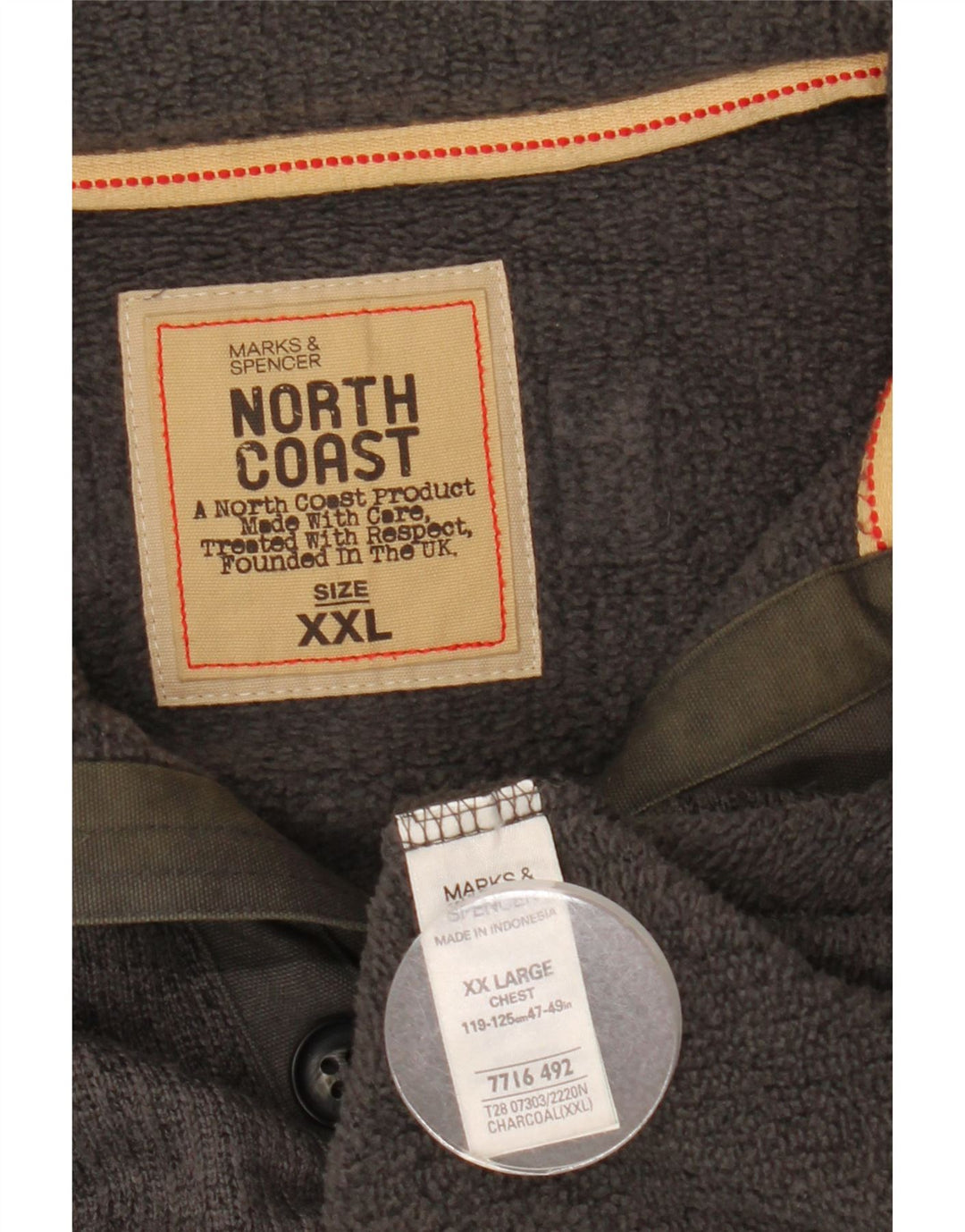 Suéter masculino Marks & Spencer com gola e botão 2XL poliéster cinza
