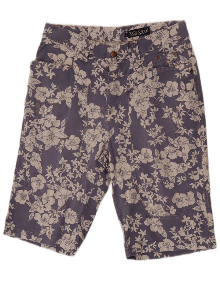 Bermuda masculina Jeckerson W31 algodão floral azul médio