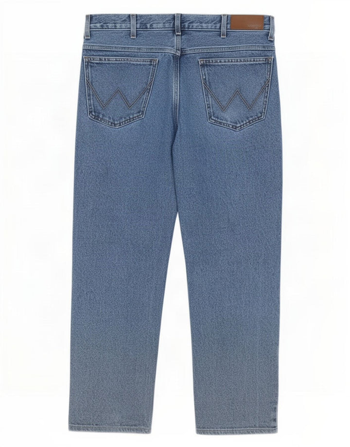 Wrangler Mens Straight Jeans W36 L32 Azul Algodão