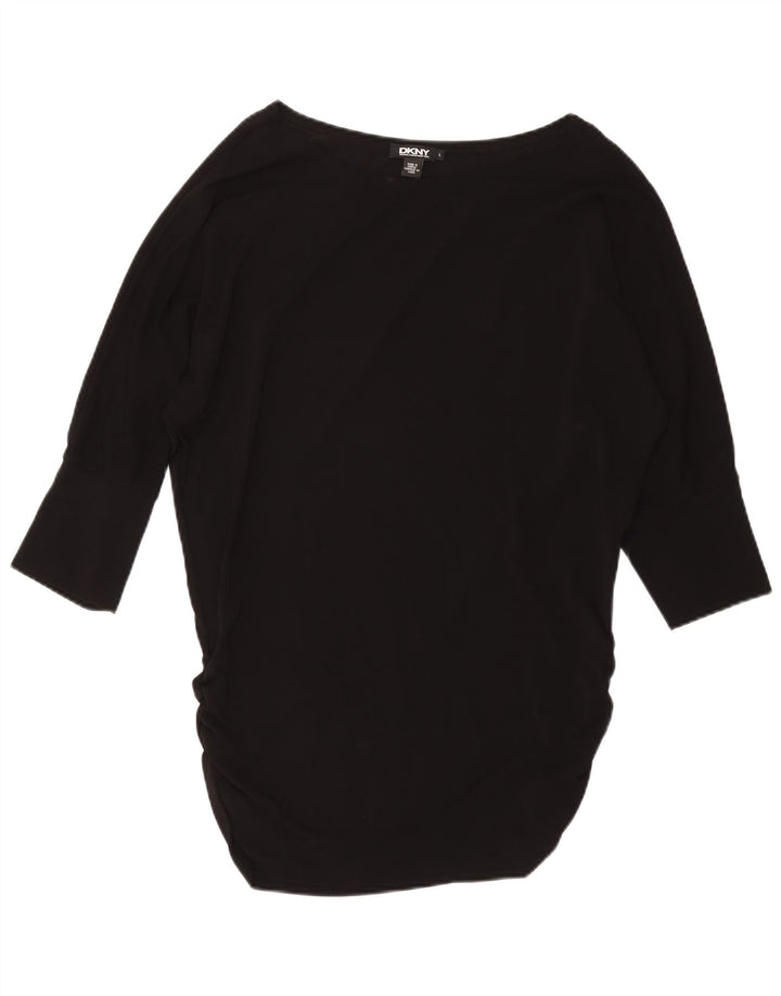 Vestido túnica feminino DKNY Batwing Reino Unido 16 grande viscose preta