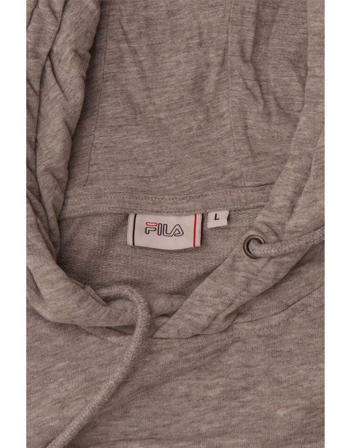 Suéter com capuz gráfico masculino Fila grande cinza manchado