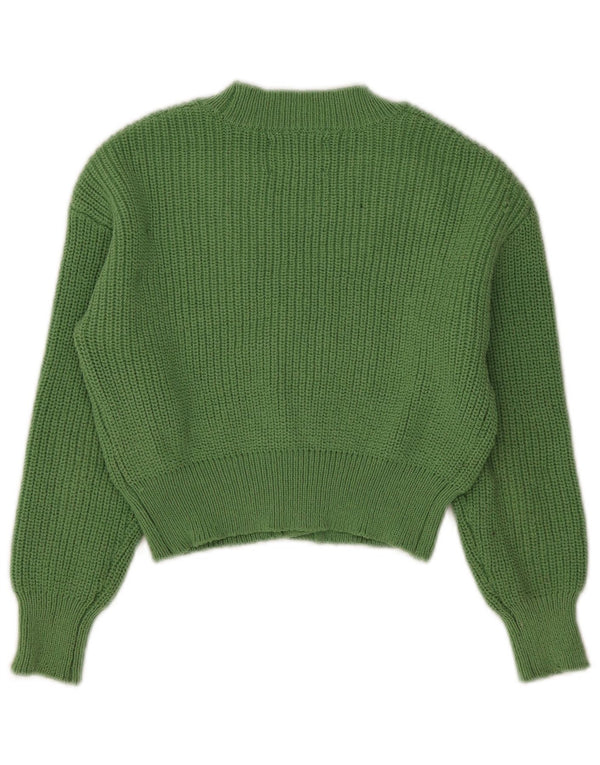 Suéter Zara Girls Crop Cardigan 9-10 Anos Verde Poliéster