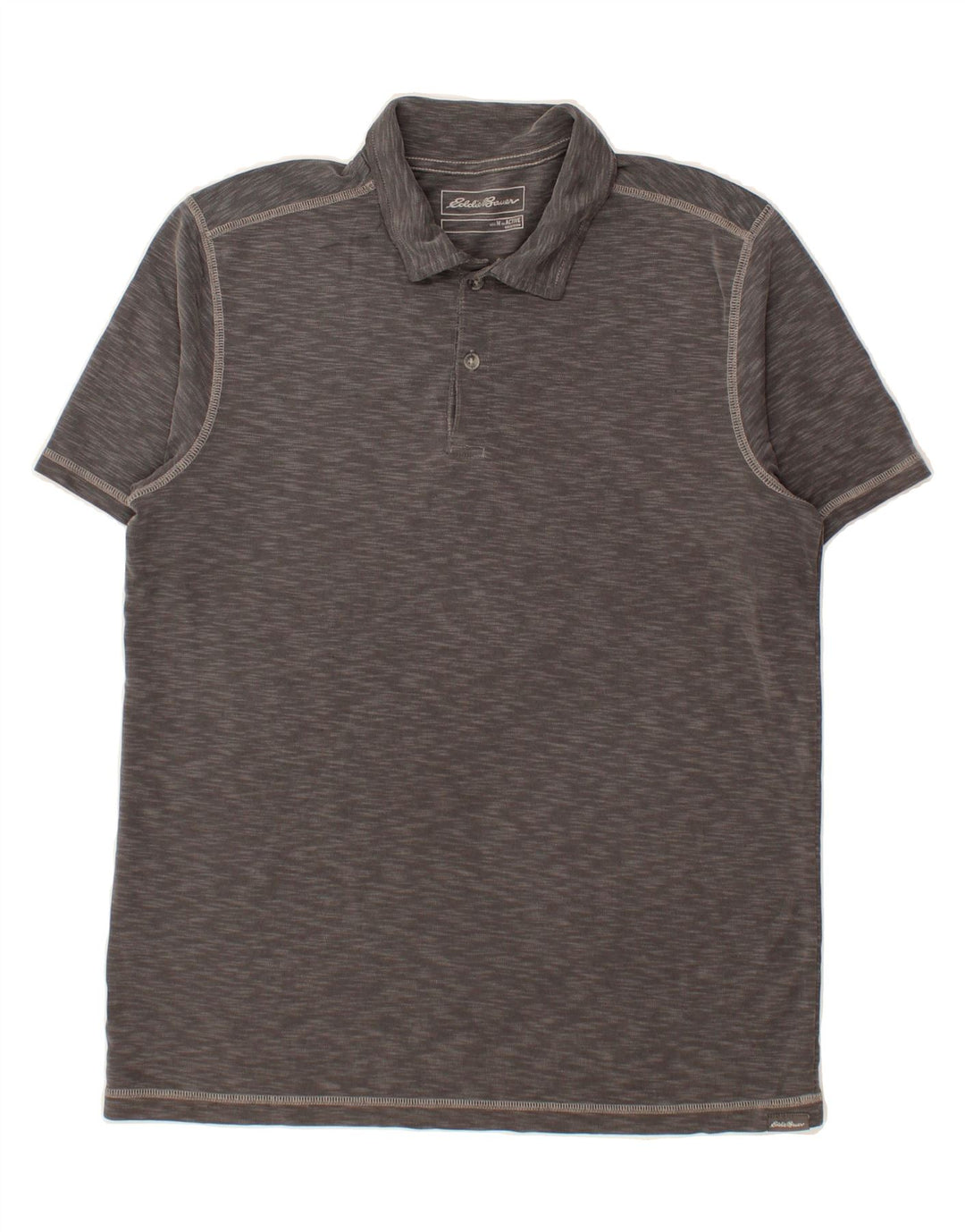EDDIE BAUER Mens Polo Shirt Medium Grey Flecked Lyocell Vintage Eddie Bauer and Second-Hand Eddie Bauer from Messina Hembry 