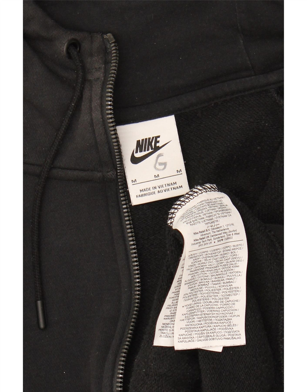 Suéter masculino Nike com capuz e zíper médio preto algodão