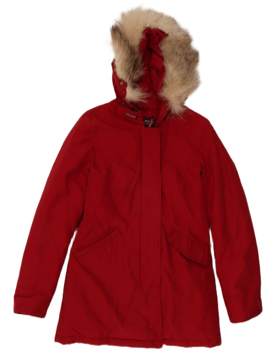 Casaco acolchoado grande com capuz feminino Woolrich Reino Unido 10 pequeno Borgonha