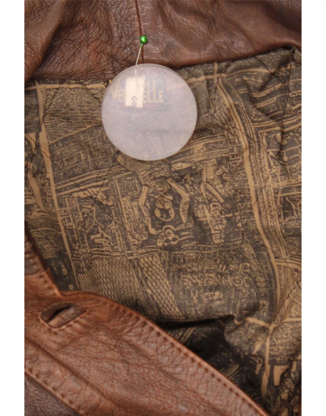 Jaqueta de couro superdimensionada feminina vintage Reino Unido 10 couro marrom pequeno