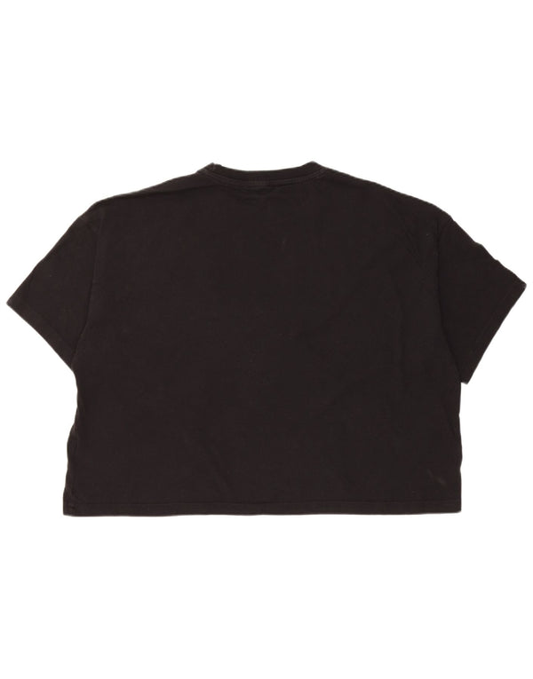 Camiseta feminina Reebok Crop Oversized Graphic Top UK 16/18 Grande Preto