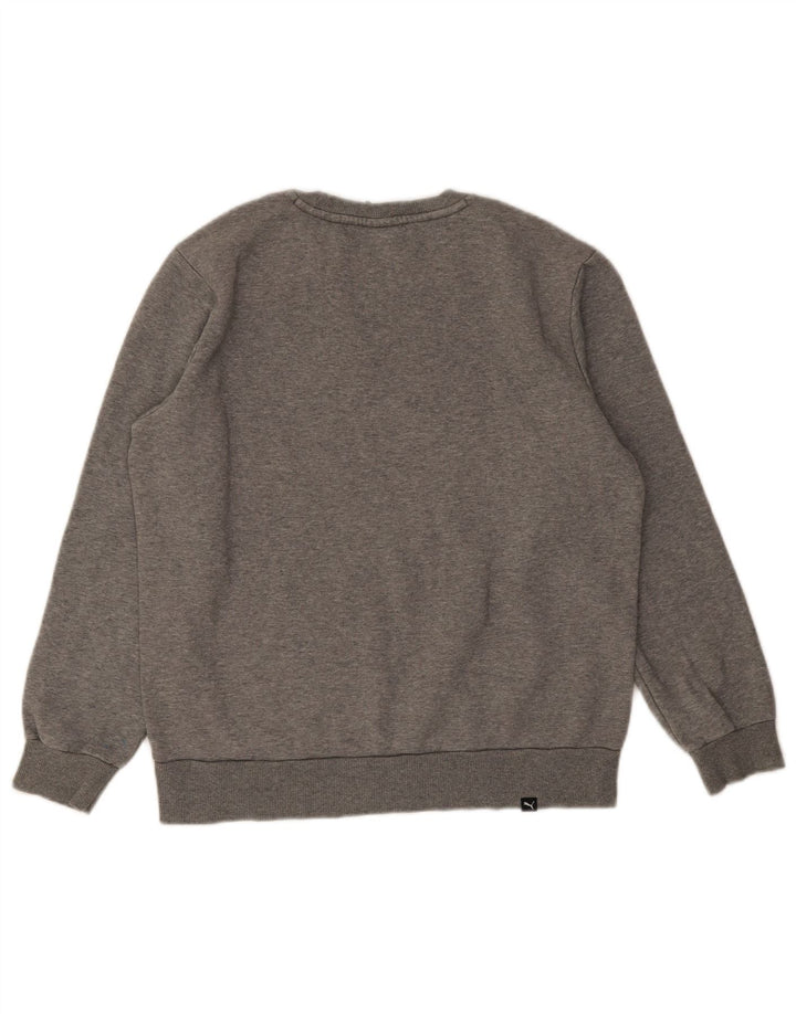 PUMA Mens Graphic Moletom Jumper Médio Cinza Algodão Flecked
