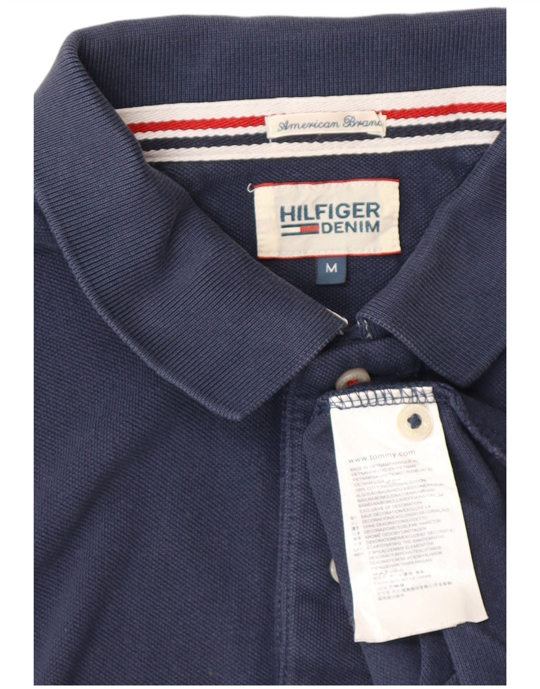 Camisa polo masculina Tommy Hilfiger alta média algodão azul marinho