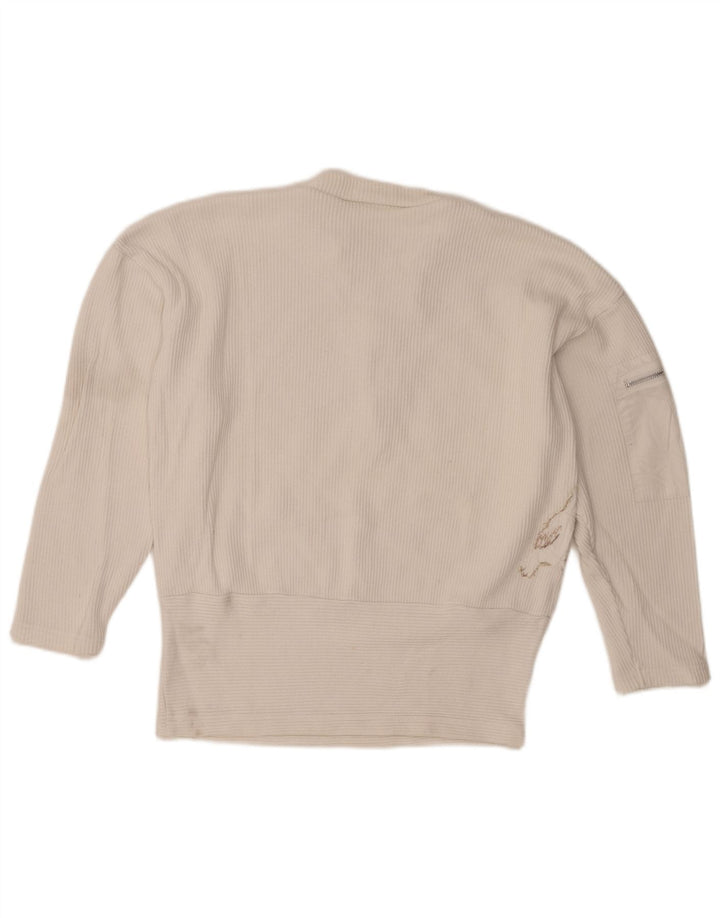 Suéter feminino Together com gola e zíper gráfico Reino Unido 10/12 médio branco