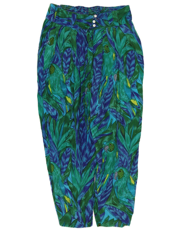 Calça Harém Feminina Vintage Médio W28 L22 Verde Floral Viscose Tropical