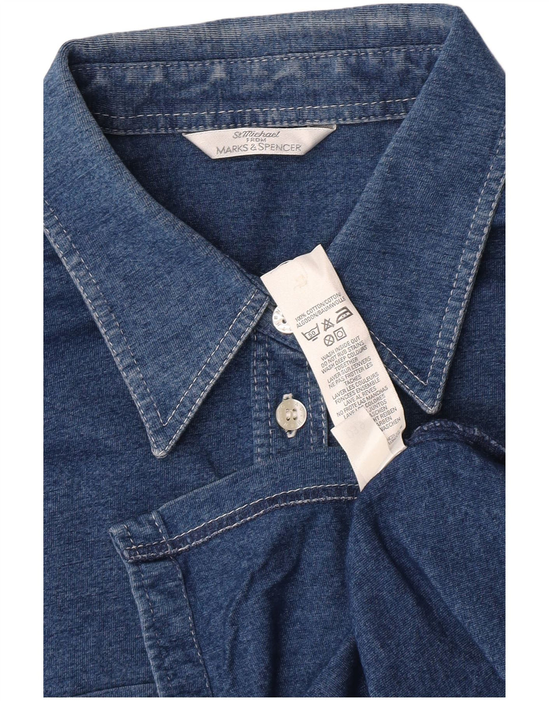 Camisa feminina Marks & Spencer Reino Unido 14 algodão azul marinho médio