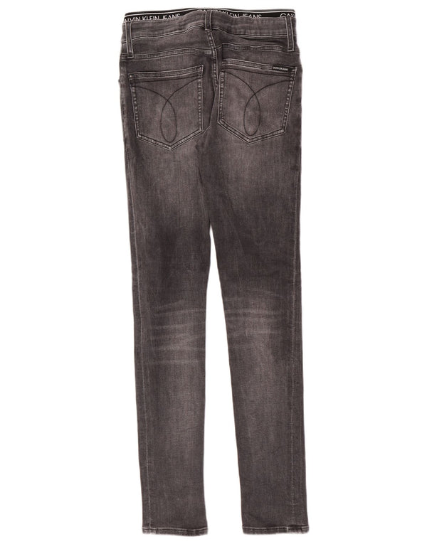 Calvin Klein Boys Graphic Skinny Jeans 15-16 Anos W28 L32 Algodão Cinza