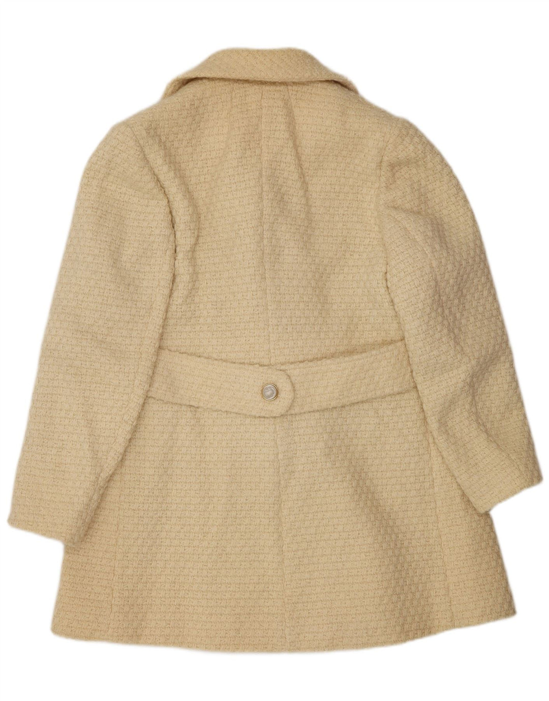 Casaco feminino vintage com peito duplo UK 14 bege médio