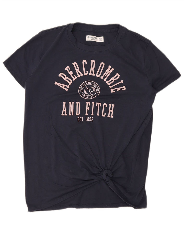 Camiseta gráfica feminina ABERCROMBIE & FITCH 13-14 anos algodão azul marinho