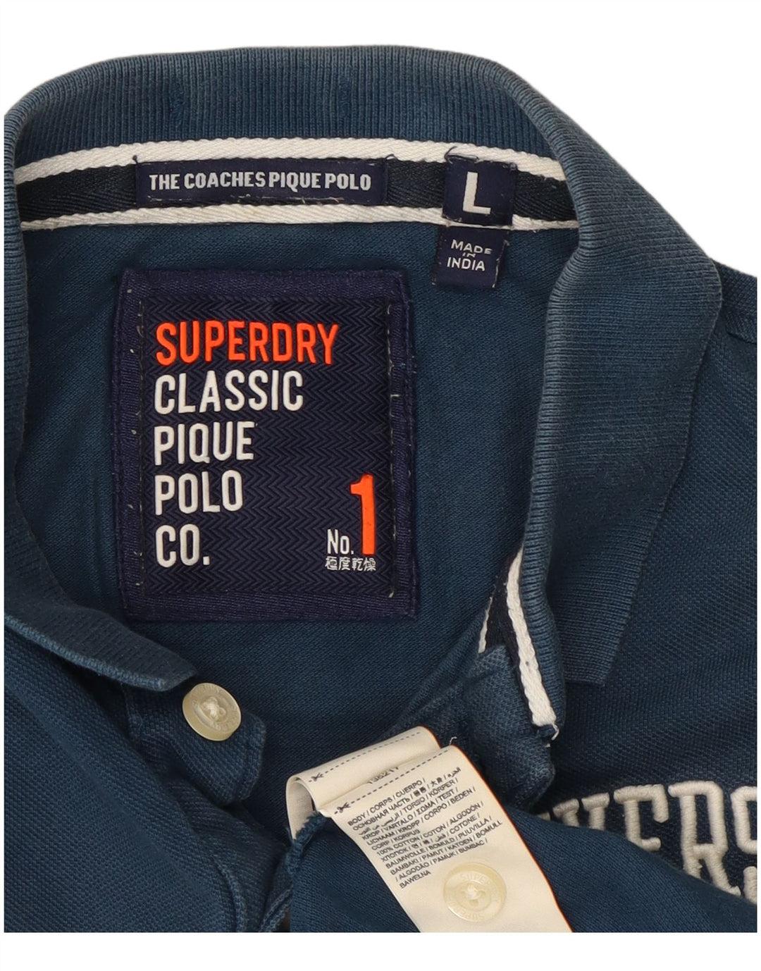 Camisa polo masculina Superdry gráfica grande algodão azul