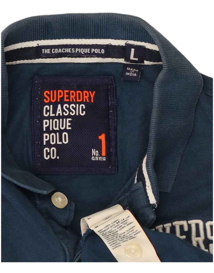 Camisa polo masculina Superdry gráfica grande algodão azul
