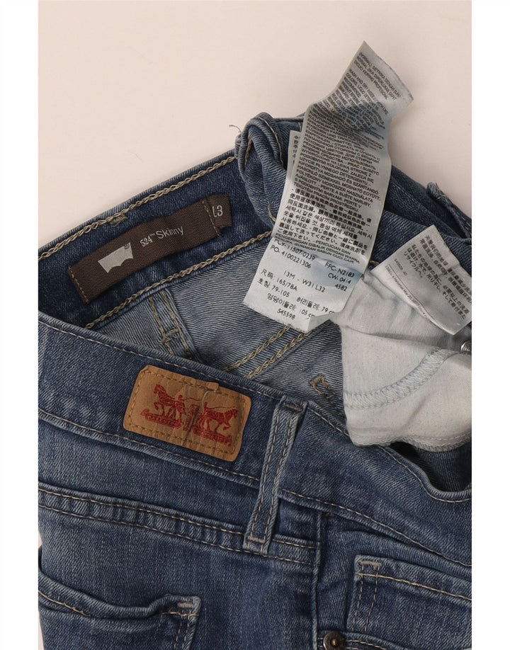 LEVI'S Feminino 524 Skinny Jeans W31 L32 Azul Algodão