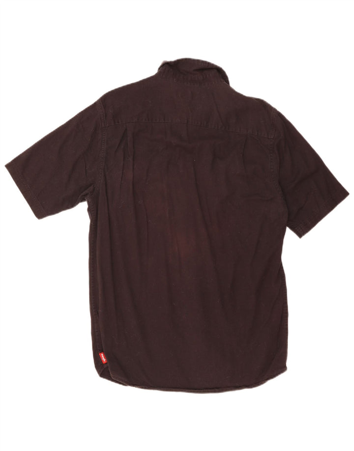 Wrangler Camisa masculina de manga curta pequena de algodão preto