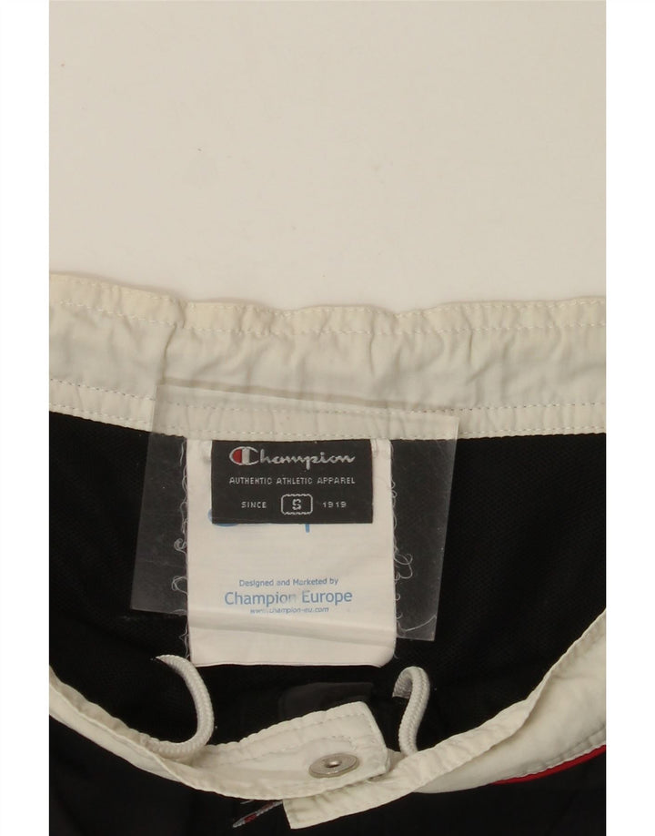 CHAMPION Shorts de natação masculino gráfico pequeno preto colorblock poliamida