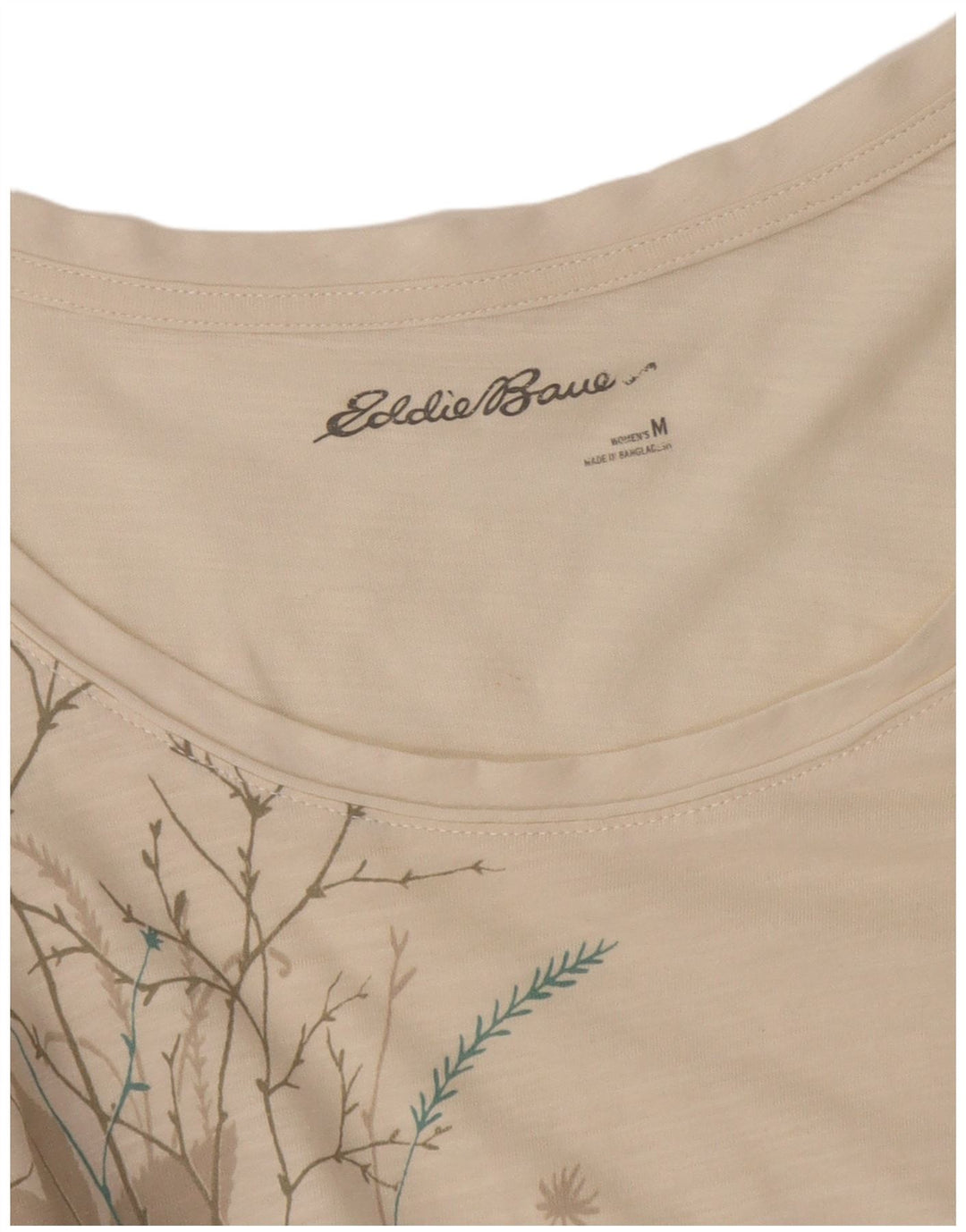 Túnica feminina Eddie Bauer UK 12 médio off white floral