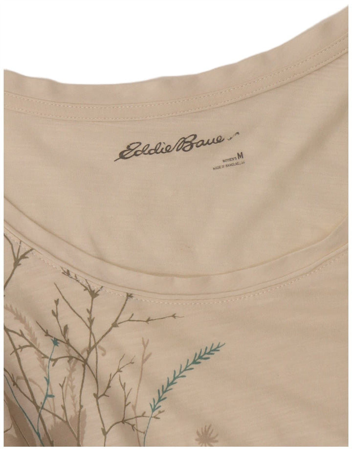 Túnica feminina Eddie Bauer UK 12 médio off white floral