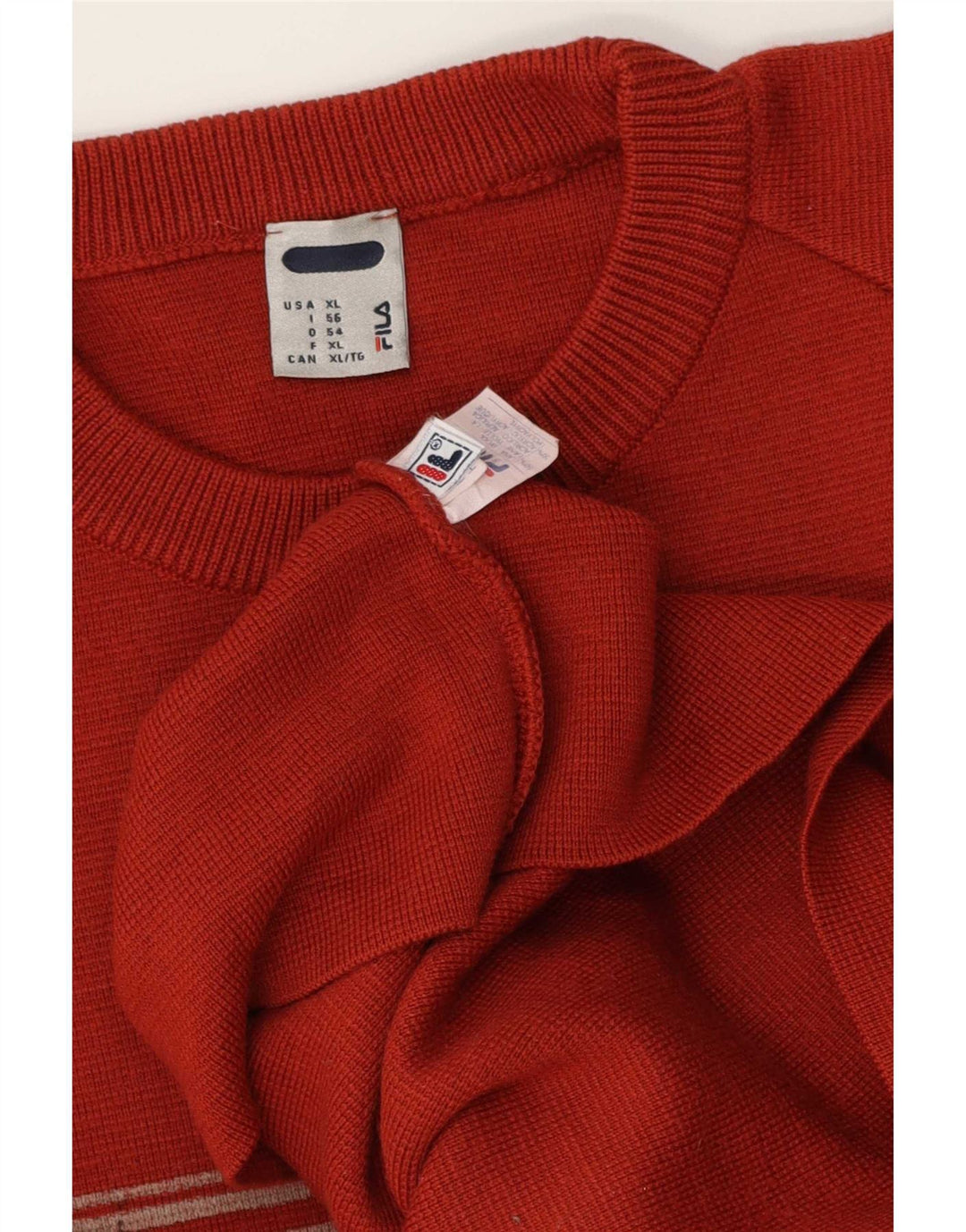 Suéter masculino Fila com gola redonda XL vermelho colorblock lã
