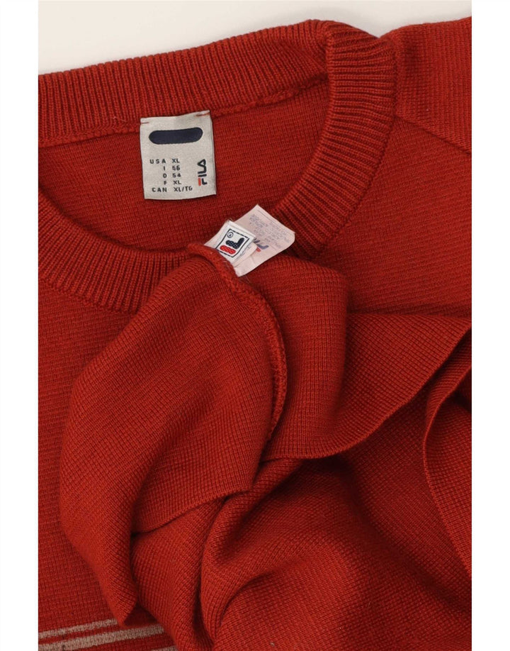 Suéter masculino Fila com gola redonda XL vermelho colorblock lã