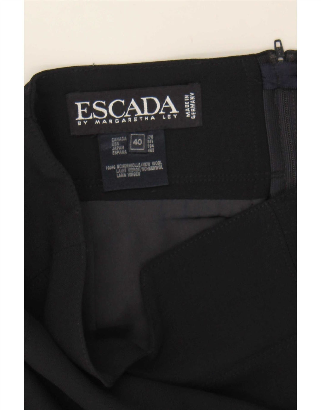 Escada Saia Lápis Feminina EU 40 Médio W27 Lã Azul Marinho