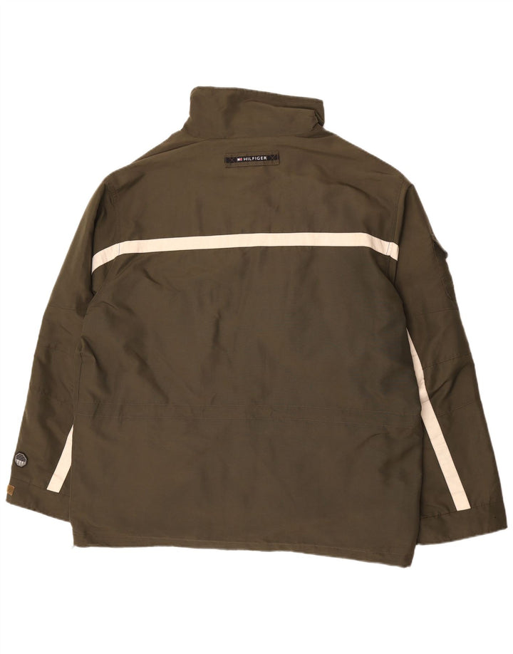Jaqueta utilitária masculina Tommy Hilfiger Reino Unido 40 grande cáqui colorblock poliéster