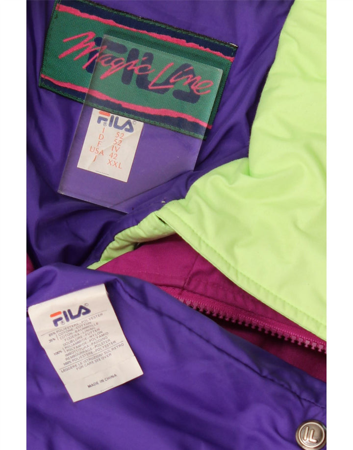 Jaqueta masculina Fila com capuz acolchoada IT 52 XL rosa Colourblock poliéster