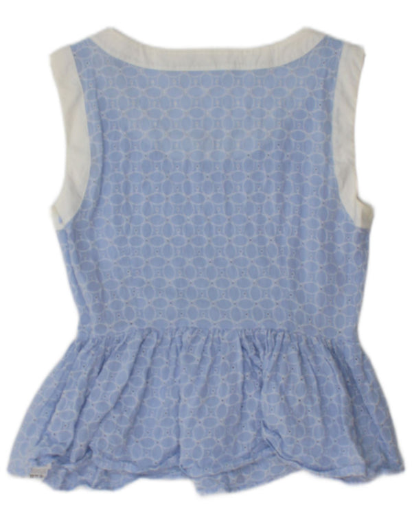 Blusa feminina sem mangas Max & Co. Reino Unido 8 algodão floral azul pequeno