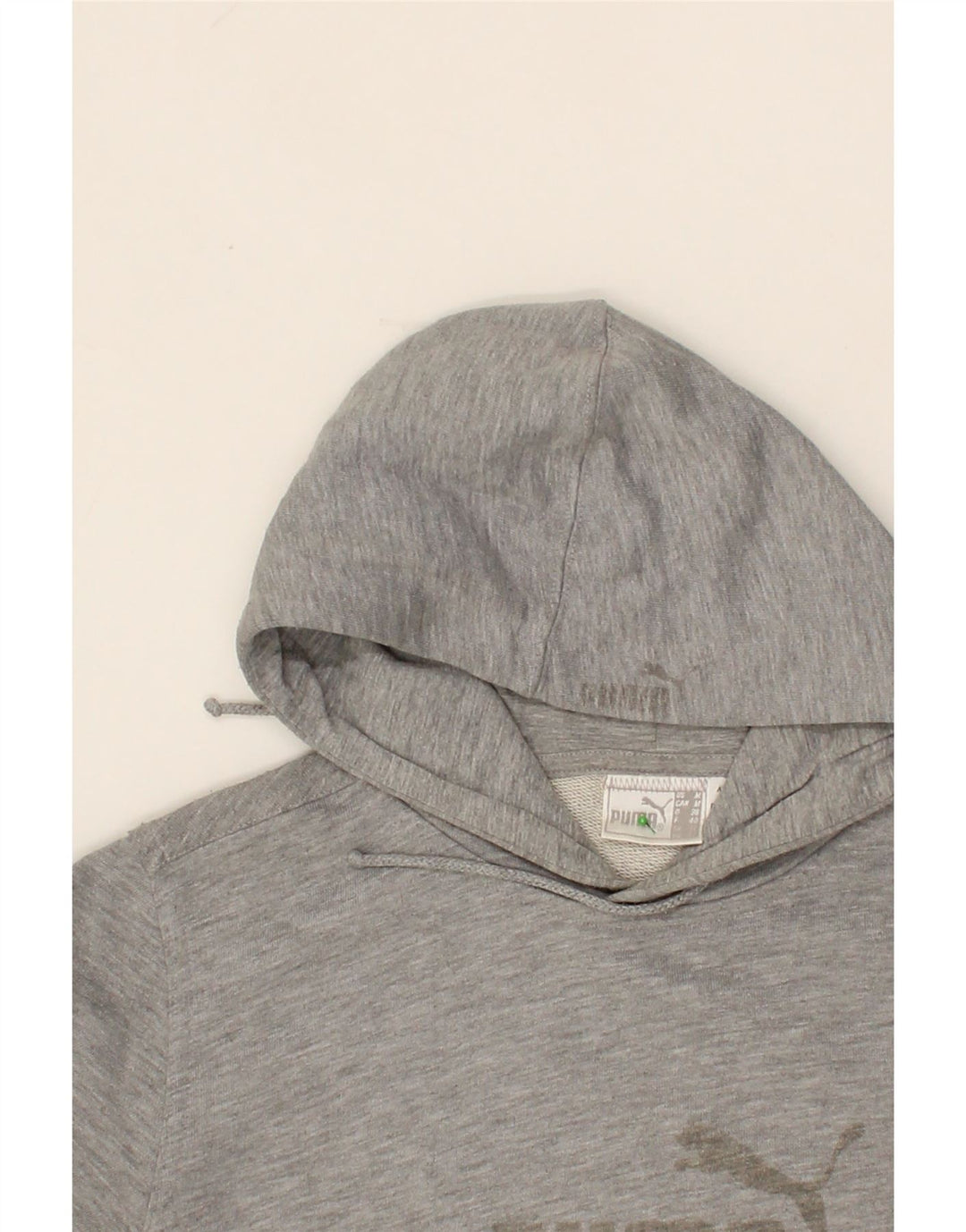 PUMA Womens Graphic Hoodie Jumper UK 12 Medium Grey Cotton Vintage Puma and Second-Hand Puma from Messina Hembry 