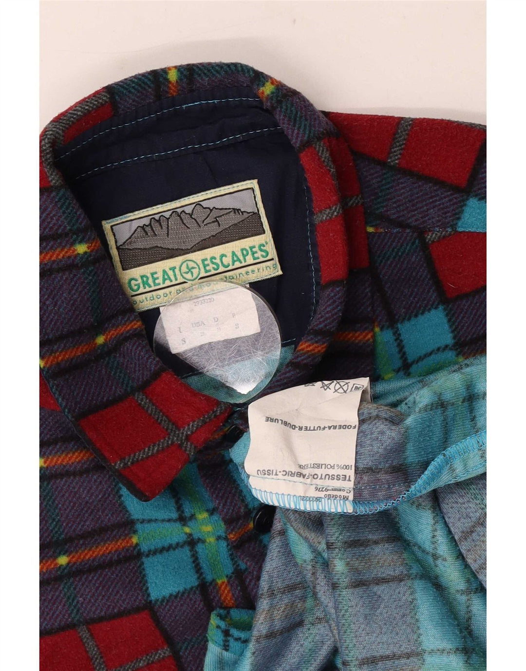 Camisa de flanela masculina Great Escapes poliéster colorido pequeno com verificação