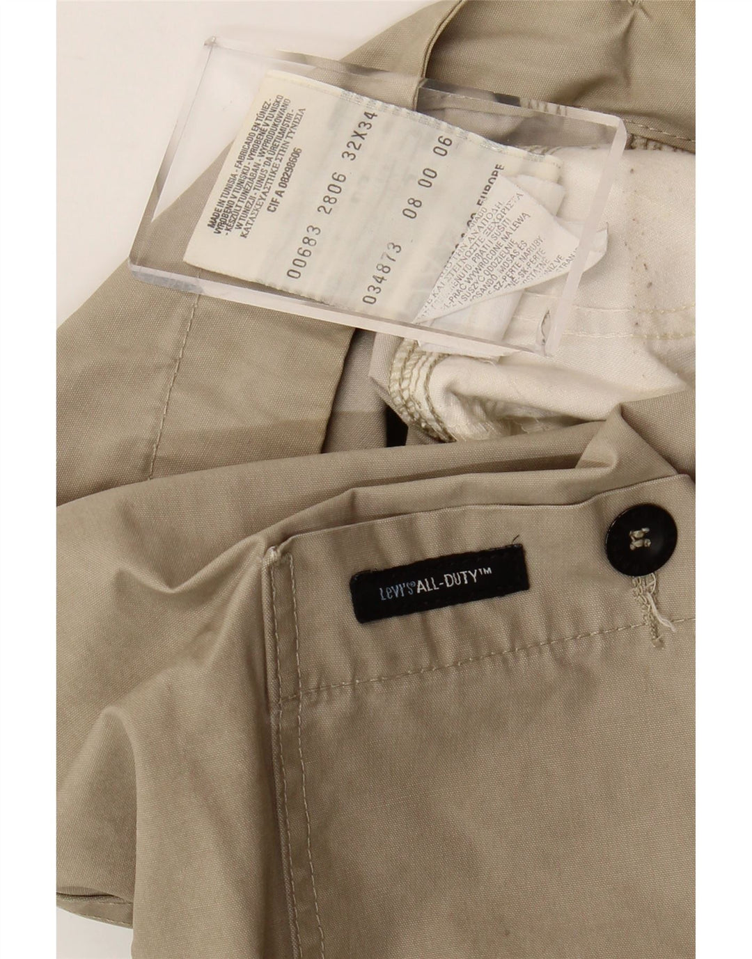 Calça cargo reta masculina Levi's W32 L31 algodão bege