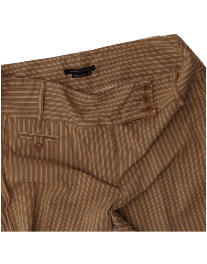 Calça feminina casual de perna larga MAX MARA US 10 grande W34 L32 listrada marrom